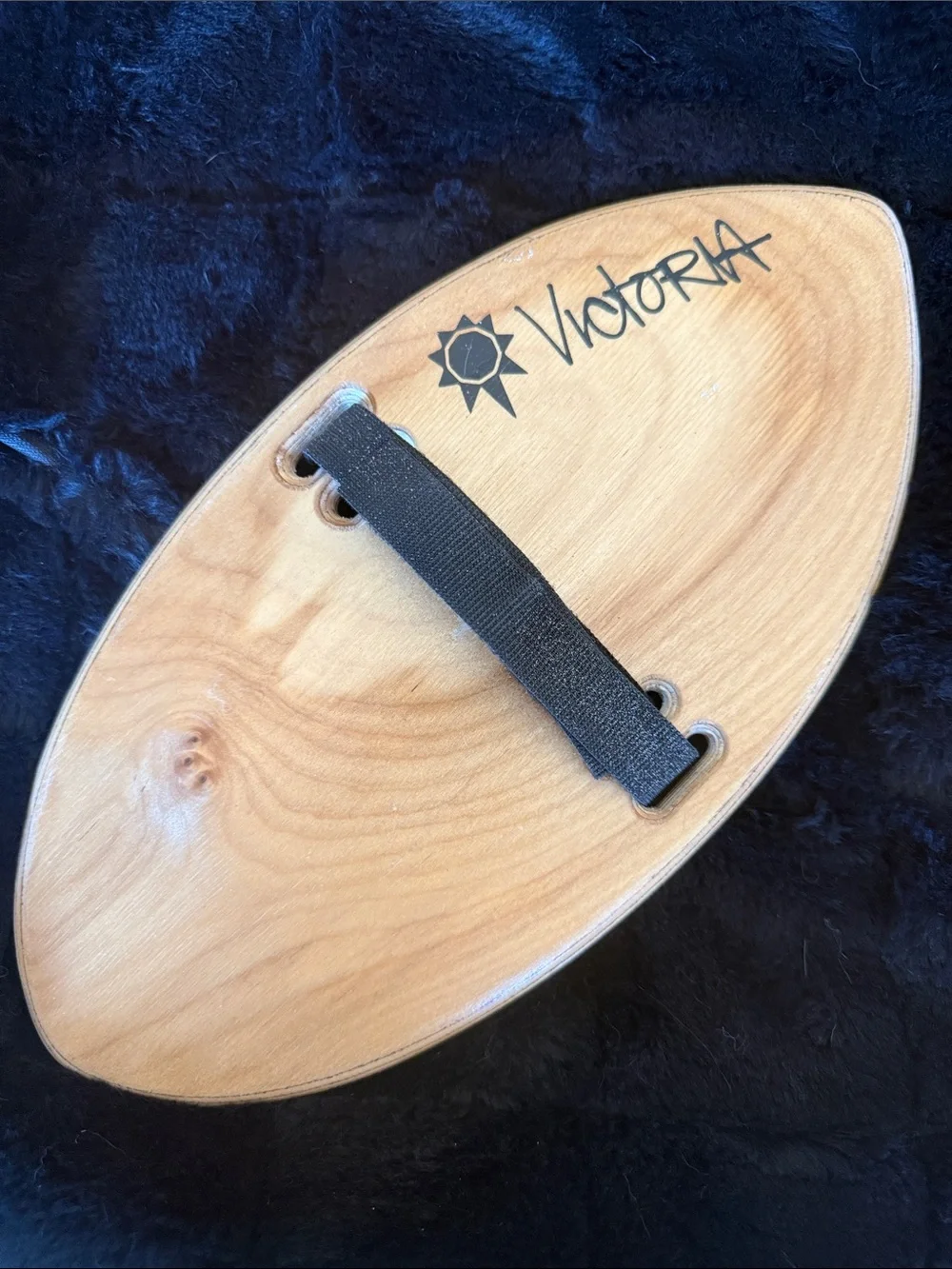 Victoria Handplane Wood Skimboard with Black Strap